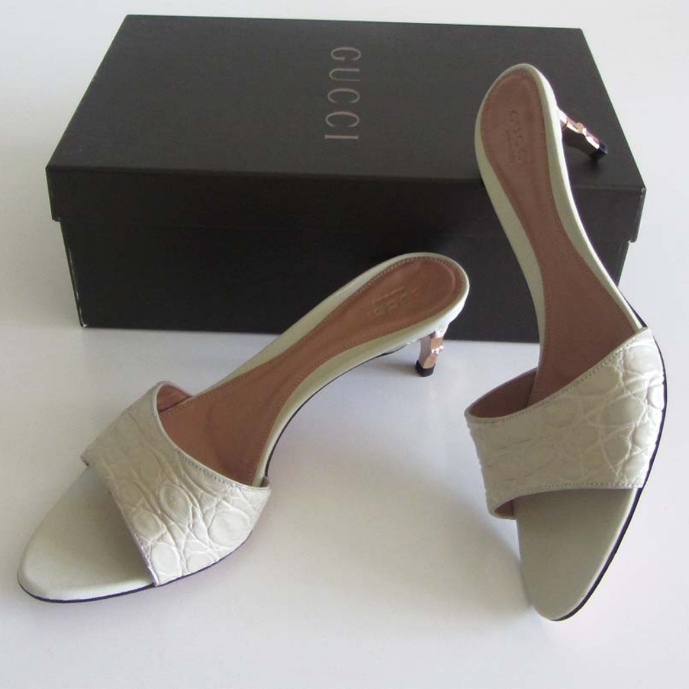 GUCCI Tom Ford alligator bamboo slide sandals 7 B